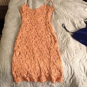 Sexy pink lace stretch cocktail Dress